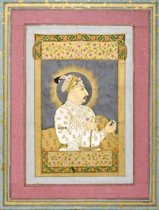 Portret van Muhammad Shah met een smaragd en het mondstuk van een huqqa, ca.1730