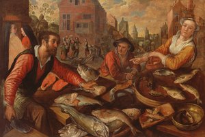 De Vismarkt door Joachim Beuckelaer or Bueckelaer