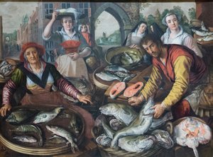 De vier elementen: water door Joachim Beuckelaer or Bueckelaer