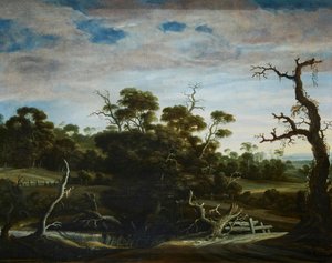 Heuvelachtig landschap met bomen door Joachim Govertsz Camphuysen