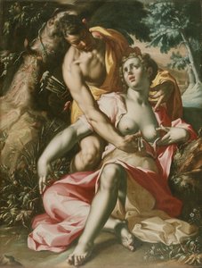Cephalus en Procris (De dood van Procris), ca.1595-1600 (olieverf op doek) door Joachim Wtewael or Utewael or Wyewael