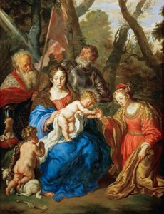 Het mystieke huwelijk van Sint-Catharina met de heiligen Leopold en Willem door Joachim von Sandrart