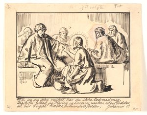 Christus wast de voeten van Petrus door Joakim Frederik Skovgaard