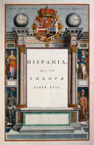 Hispania quae est Europae (Spanje), Boek XVII, titelpagina Volume IX, Atlas Maior, door Joan Blaeu, kopergravure, Amsterdam door Joan Blaeu
