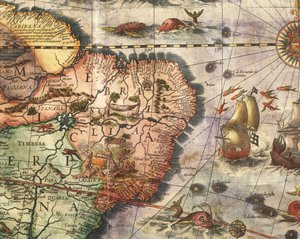 Kaart van Amerika gemaakt door Joan Blaeu door Joan Blaeu