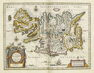 Kaart van IJsland, uit "Atlas Maior Sive Cosmographia Blaviana", 1662 door Joan Blaeu