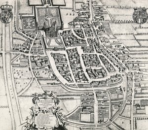 Kaart van Racconigi, gravure door Joan Blaeu (1596-1673), Italië door Joan Blaeu