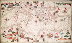 Kaart van de Middellandse Zee, ca. 1640 (perkament) door Joan Oliva