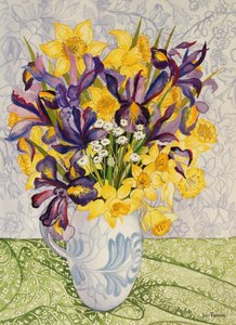 Iris en Narcissen met Geweven Textiel, 2008 door Joan Thewsey
