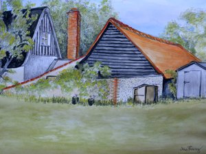 Uitzicht over de tuin van de buren, 2016 door Joan Thewsey