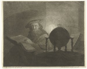 Een geleerde bij kaarslicht door Joannes Bemme