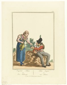 Zittende soldaat en melkmeisje door Joannes Bemme