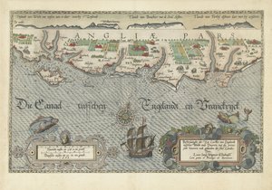 Kaart van de Zuid-Engelse kust tussen de Isle of Wight en Dover Beschrijvinghe der Zee Custen van Engelandt tuschen Wicht ende Doueren