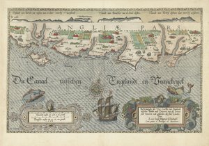Kaart van de zuidkust van Engeland tussen het Isle of Wight en Dover door Joannes van Doetecum