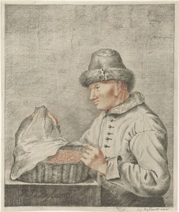 Garnalenverkoper door Joannis Jacobus Bijlaert (signed by artist)