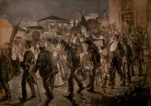 Vertrek van een processie door Joaquim Mir i Trinxet