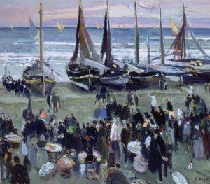 Vismarkt op het strand