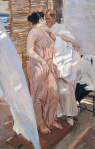 De roze mantel. Na het bad door Joaquín Sorolla