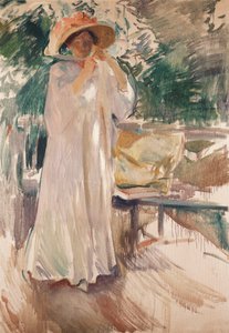 Clotilde in haar tuin, 1910 door Joaquín Sorolla