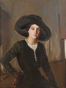 Elena met zwarte hoed door Joaquín Sorolla