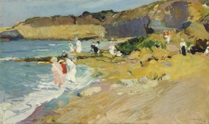 Rotsen bij de Vuurtoren, Biarritz door Joaquin Sorolla y Bastida