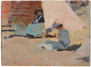 Het Strand, Biarritz door Joaquín Sorolla
