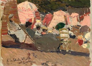 Het strand, Biarritz, 1906 door Joaquín Sorolla