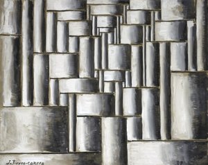 Abstracte buisvormige compositie door Joaquin Torres Garcia