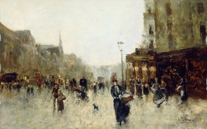 Een Parijse Straatscène door Joaquín Pallarés Allustante