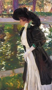 Clotilde Wandelend in de Tuinen van La Granja, 1907 door Joaquín Sorolla