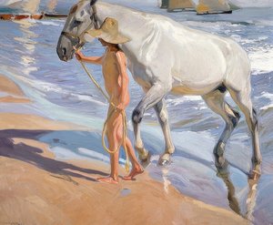 Het bad van het paard door Joaquín Sorolla