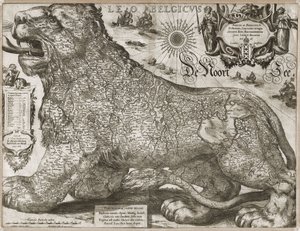 Leo Belgicus - kaart van de Lage Landen (1611) door Jodocus Hondius