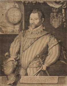 Portret van Sir Francis Drake door Jodocus Hondius