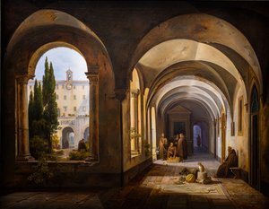 Franciscaner monniken in het klooster van Santa Maria d