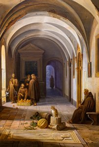 Franciscaner monniken in het klooster van Santa Maria d