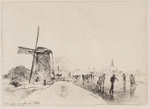 Uitzicht op de stad Maaslins door Johan Barthold Jongkind