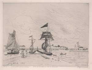 Houten Pier in de Haven van Honfleur door Johan Barthold Jongkind