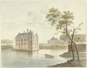 Gezicht op onbekend kasteel door Johan Antonie Kaldenbach