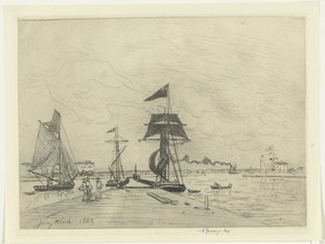 Aanlegsteiger bij Honfleur door Johan Barthold Jongkind