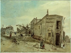 Uitzicht op Montmartre, het Café Le Roi du Desert