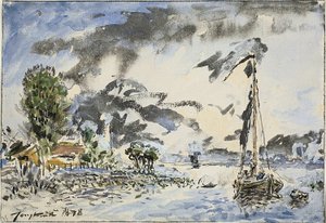 Vissersboot door Johan Barthold Jongkind
