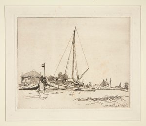 De aangemeerde boot door Johan Barthold Jongkind