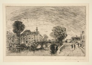 De brug over het kanaal door Johan Barthold Jongkind