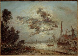 Maanlicht over Dordrecht door Johan Barthold Jongkind