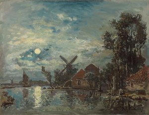 Maanlicht op de riviermonding, Holland