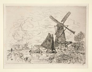 Molen in Nederland door Johan Barthold Jongkind
