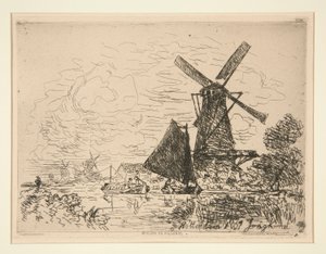 Molen in Nederland door Johan Barthold Jongkind