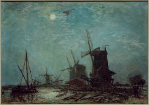 Molens aan een kanaal door Johan Barthold Jongkind