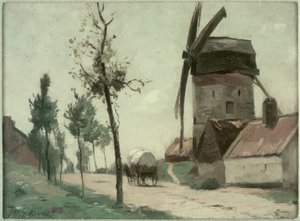 Straat met molen