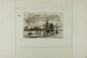 Ondergaande zon, haven van Antwerpen